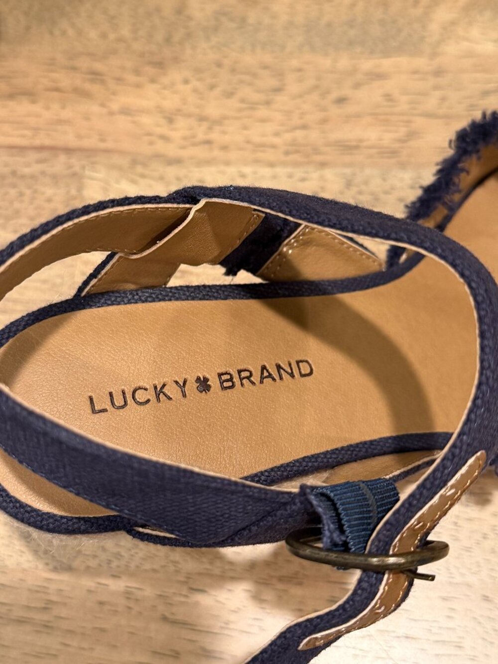 Lucky Brand Mindra Denim Wedge Espadrille Sandals Blue Size 7.5 - Picture 8 of 9